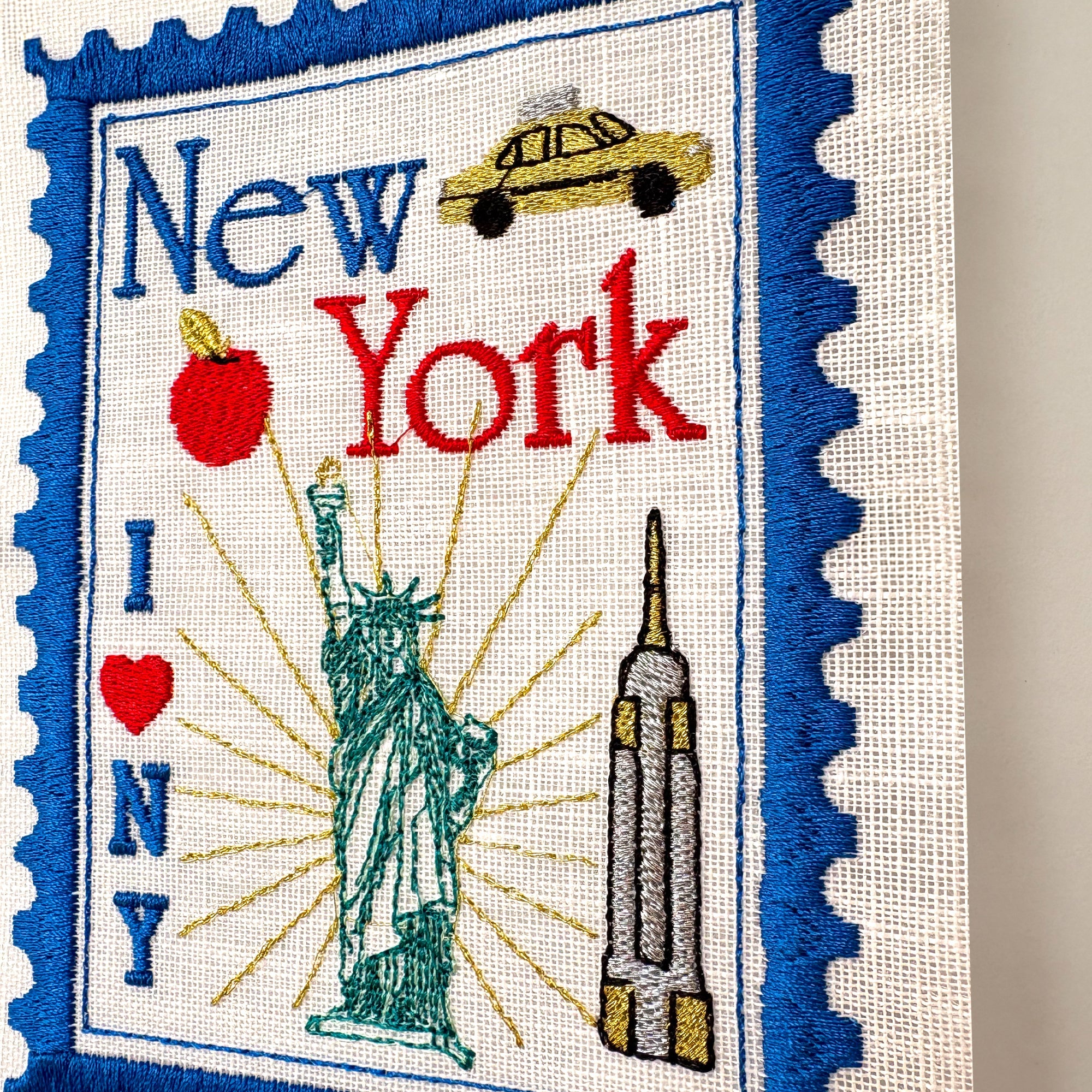 New York Embroidered Artwork Print