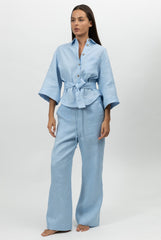 Blue Heavy Linen Shirt Perfect Days