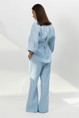 Blue Heavy Linen Shirt Perfect Days