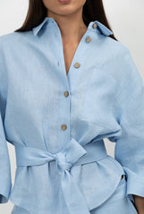 Blue Heavy Linen Shirt Perfect Days