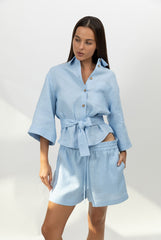 Blue Heavy Linen Shorts Perfect Days