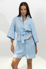 Blue Heavy Linen Shirt Perfect Days