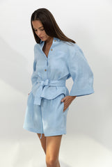 Blue Heavy Linen Shorts Perfect Days