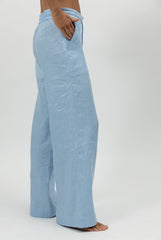 Blue Heavy Linen Wide-Leg Pants Perfect Days