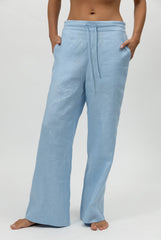 Blue Heavy Linen Wide-Leg Pants Perfect Days