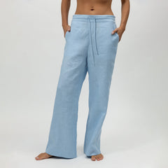 Blue Heavy Linen Wide-Leg Pants Perfect Days