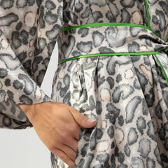 Silk Short Kimono Robe Animal Print