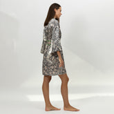 Silk Short Kimono Robe Animal Print