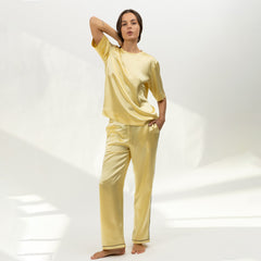 The Lady Silk Pants Panna Cotta