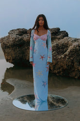 Crescent Shell Bell Sleeve Dress