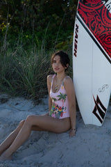 Maya Scoop Back Tropical Swimsuit - Pink