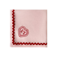 Love Heart Valentine Linen Napkins - Set of 2