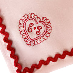 Love Heart Valentine Linen Napkins - Set of 2