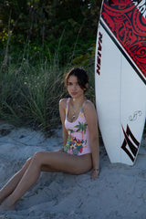 Maya Scoop Back Tropical Swimsuit - Pink