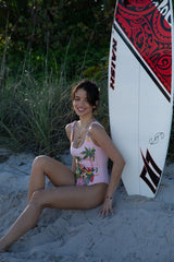 Maya Scoop Back Tropical Swimsuit - Pink