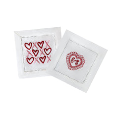Heart Embroidered Cocktail Napkins | Set of 2 Designs
