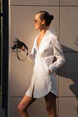 White InStyle Cotton Poplin Shirt Dress