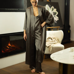 Silk Long Kimono-Style Robe the Lady