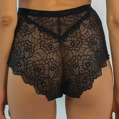 Born in Ukraine High Waist Lace Briefs Black