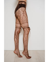 Chevonne Lace and Satin Fishnet Tights