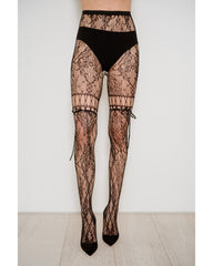 Chevonne Lace and Satin Fishnet Tights