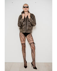 Chevonne Lace and Satin Fishnet Tights