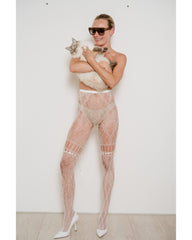 Chevonne Lace and Satin Fishnet Tights