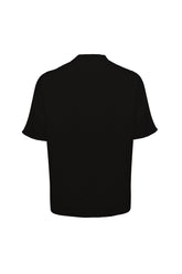 Linen Mandarin Half Neck Button Two Chest Pocket Shirt Black
