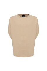 Bohemian Round Neck Bell Sleeve Linen Shirt Camel