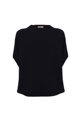 Bohemian Round Neck Bell Sleeve Linen Shirt Black