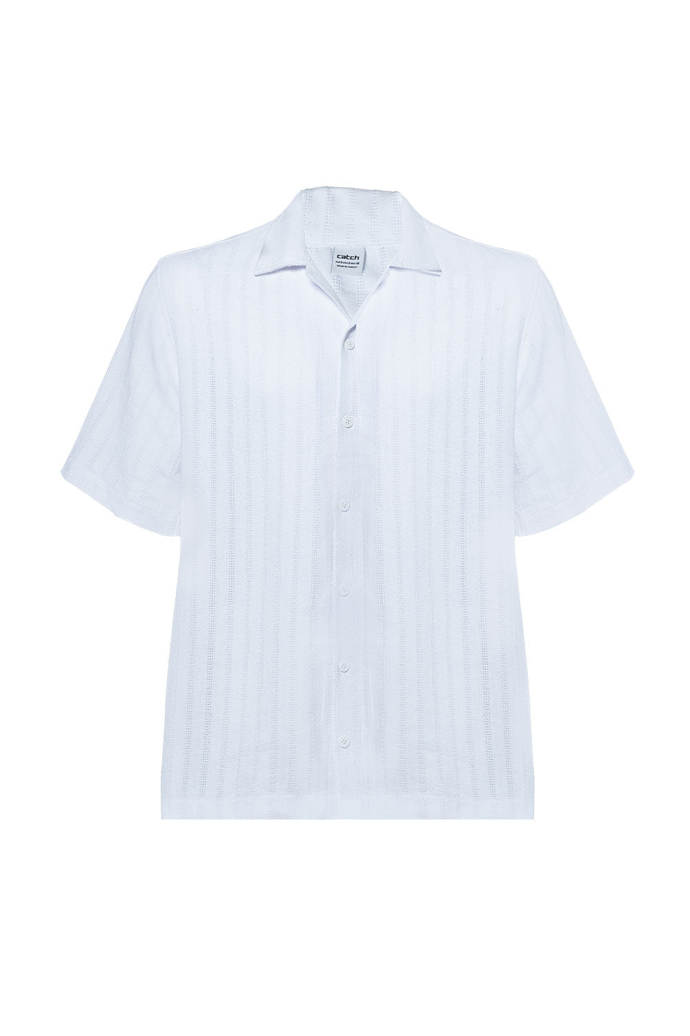Linen Striped Patterned Shirt - White
