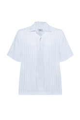 Linen Striped Patterned Shirt - White