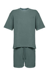 Cotton Casual T-Shirt & Short Set - Grey