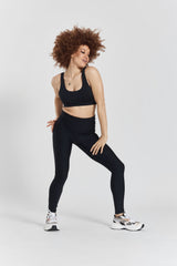 Kiku Recycled Performance Cropped Top - Volcanic Black