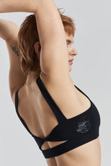 Kiku Recycled Performance Cropped Top - Volcanic Black