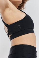Kiku Recycled Performance Cropped Top - Volcanic Black