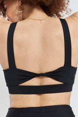 Kiku Recycled Performance Cropped Top - Volcanic Black