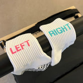 LIGN White Left Right Pilates Grip Tube Socks