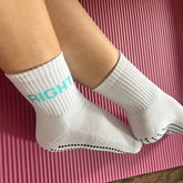 LIGN White Left Right Pilates Grip Tube Socks