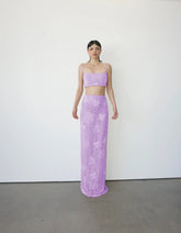 Hazel Beaded Lilac Powermesh Jellyfish Maxi Skirt - Multi Color