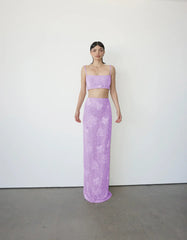 Hazel Beaded Lilac Powermesh Jellyfish Maxi Skirt - Multi Color