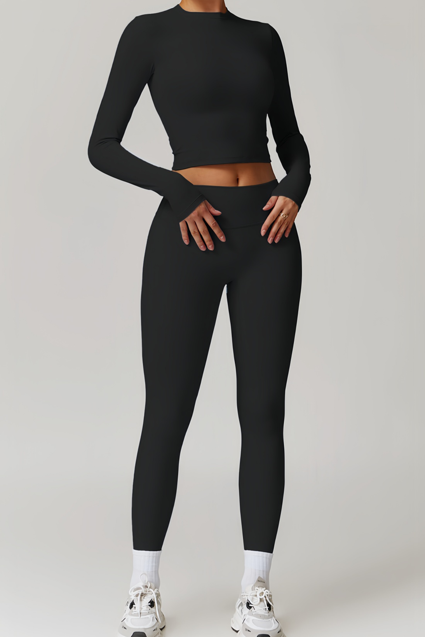 Long Sleeve Sculpt Top, Black