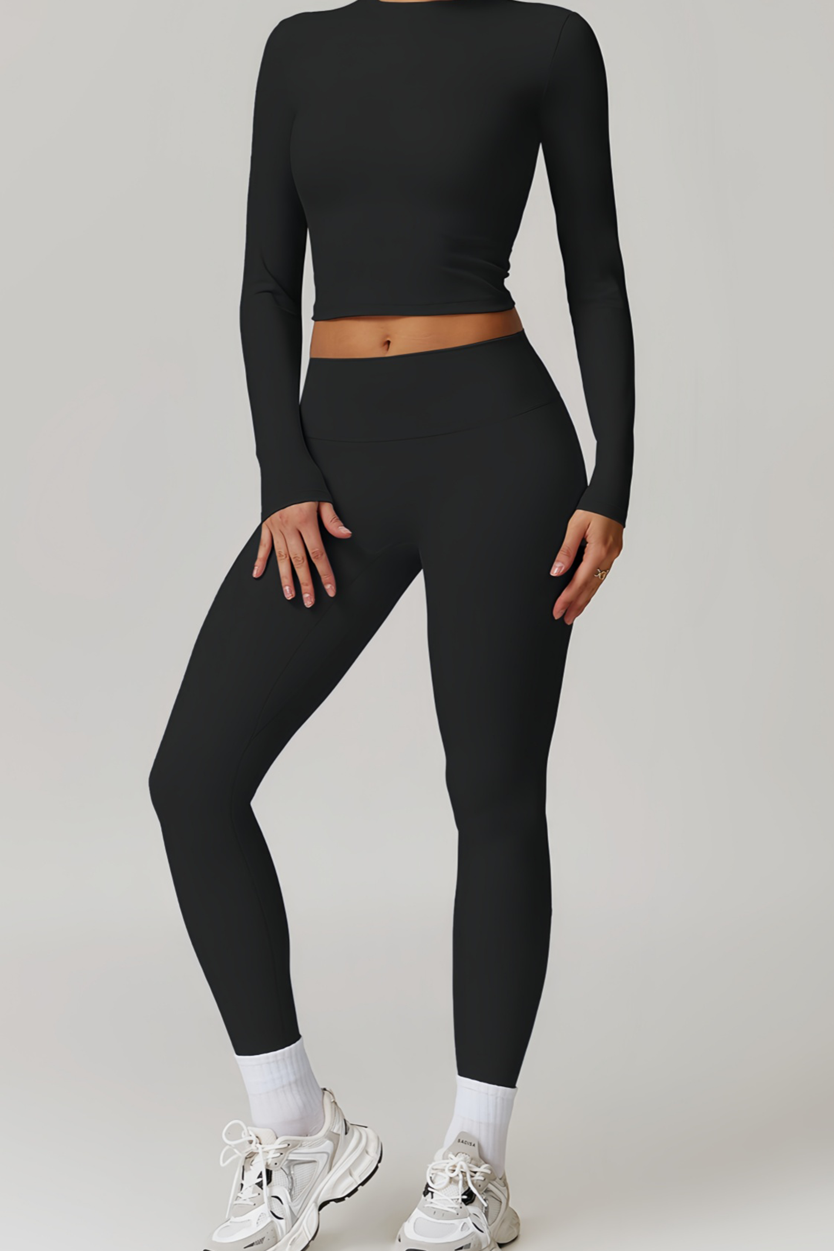 Long Sleeve Sculpt Top, Black