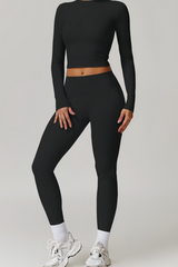 Long Sleeve Sculpt Top, Black