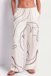 Off-White Silk Trousers Earth Sketch
