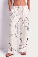 Off-White Silk Trousers Earth Sketch