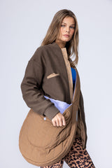 MOON CROSS BODY BAG - FLAT WHITE BROWN