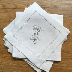 Monogrammed Wedding Cocktail Napkins | Set of 2