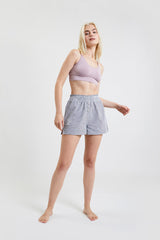 Lomandra Ethical-Cotton Pyjama Shorts - Pinstripe Charcoal