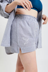 Lomandra Ethical-Cotton Pyjama Shorts - Pinstripe Charcoal